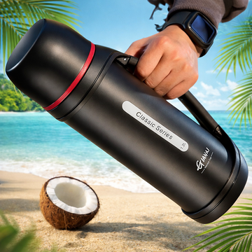 Large Capacity Portable Travel Mug With Double Lid Insulated Water Bottle
