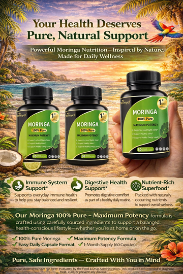 Pure Moringa Capsules - High Potency, Health & Fitness With Essential Vitamins & Amino Acids - 60 Capsules